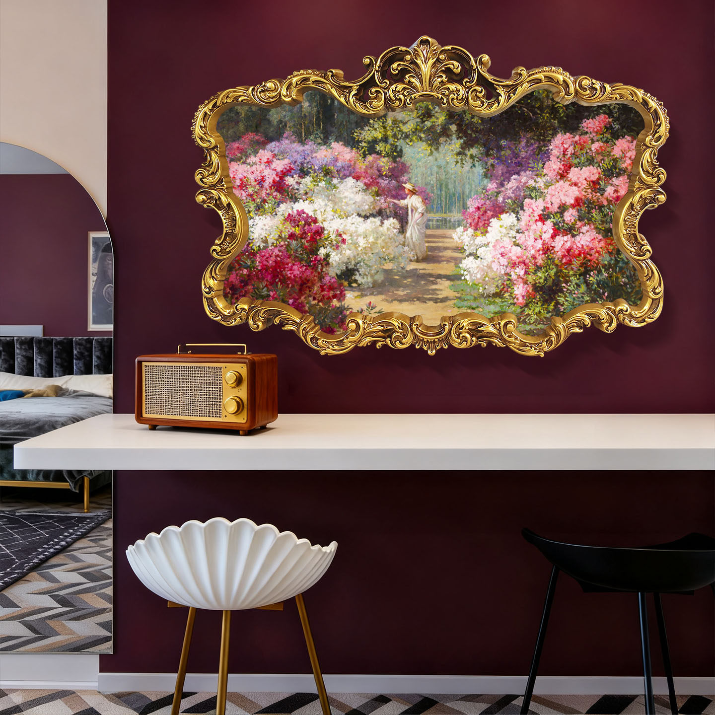 法式欧式复古客厅沙发装饰宫廷风景植物花卉美式人物机理仿真油画,家居饰品,油画,淘宝优惠券,粉丝福利购,淘宝优惠卷