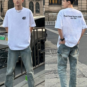 韩版 宽松ins青年上衣 百搭半袖 简约男士 300斤短袖 t恤男2026夏季