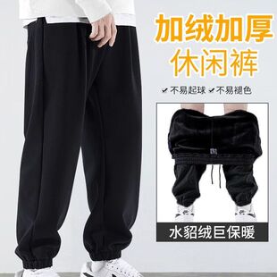 特大码300斤纯棉男款裤子加厚运动男士长裤宽松胖子休闲裤束脚裤