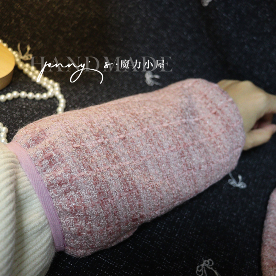 秋冬新款防污袖套ins复古百搭粗花编织格护袖女士办公室套袖