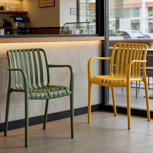 简约加厚塑料靠背餐椅家用咖啡厅休闲餐厅椅子北欧户外露天塑料椅