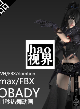 3dmax美女BIP骨骼绑定人物动画nobady完整热舞动作模型+动作文件