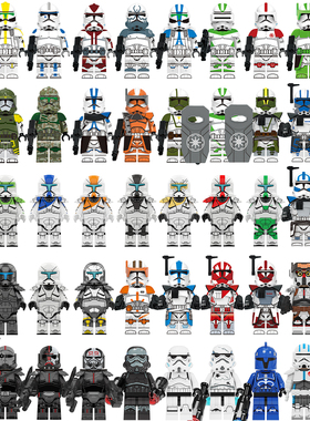 中国积木星战黑色突击队员暴风兵积木人仔贝恩技术兵拼装儿童玩具