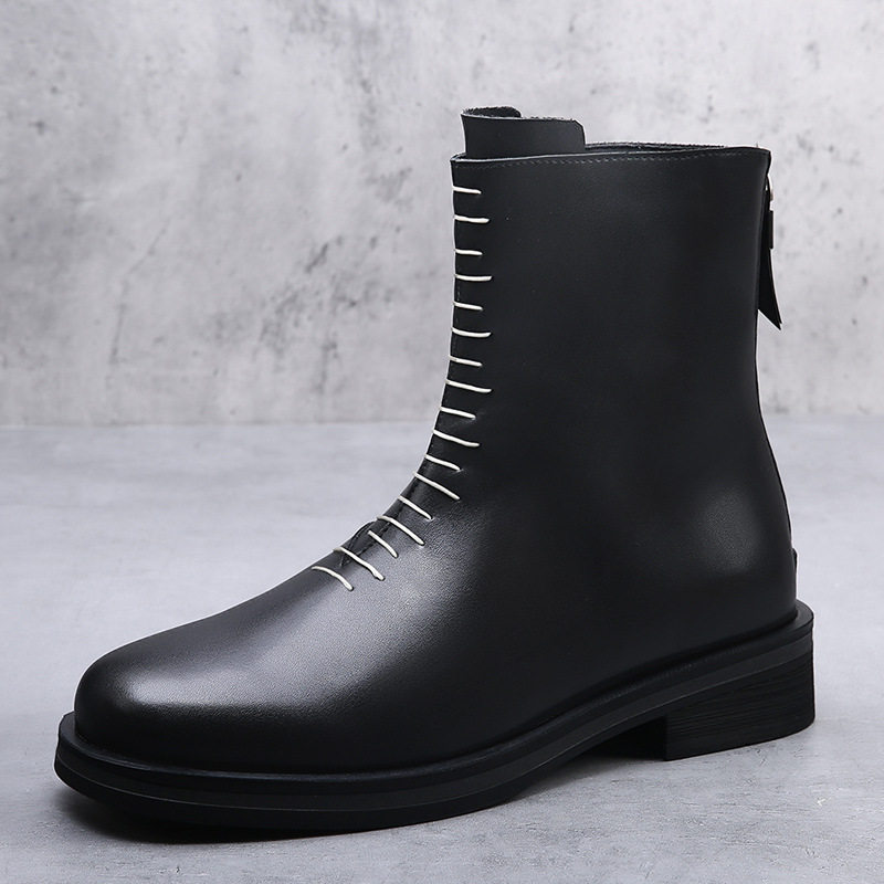 小众做旧缝线设计厚底切尔西靴男款英伦风工装复古休闲马丁靴,流行男鞋,马丁靴,淘宝优惠券,粉丝福利购,淘宝优惠卷