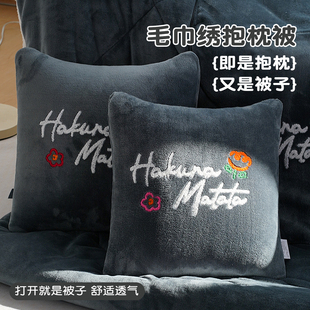 新款加厚牛奶绒抱枕被子两用车载靠枕办公室二合一午睡毯子空调被