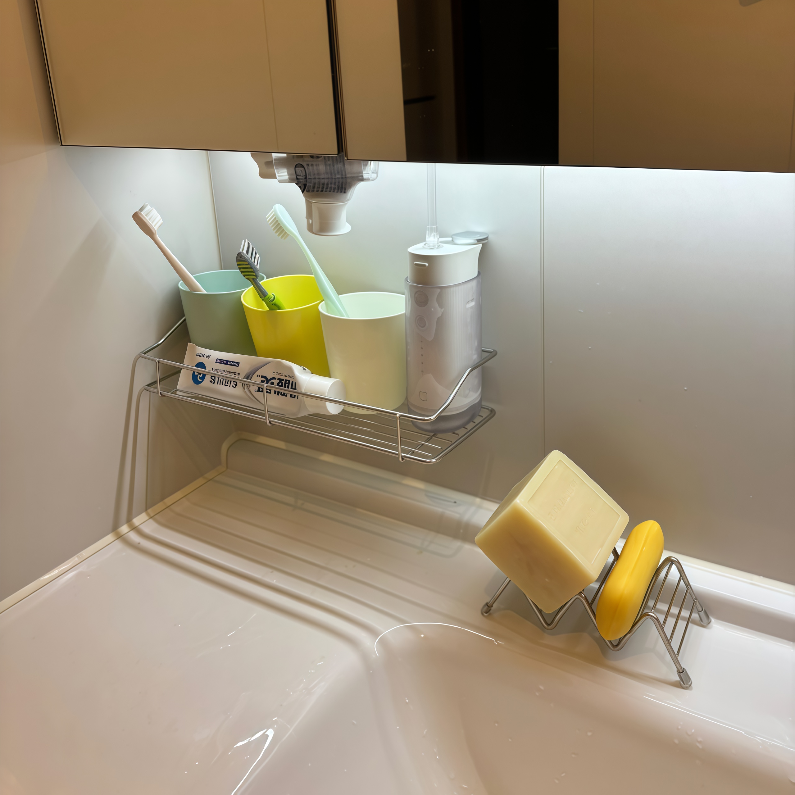 不锈钢免打孔单层收纳架浴室壁挂置物架厨房卫生间长方形沥水架子