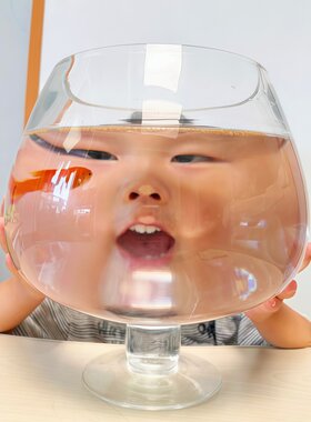 哈哈哈哈鱼缸里藏着一个小朋友~