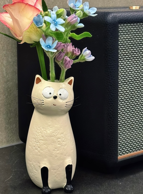 呆呆的小奶猫花瓶，好爱！！