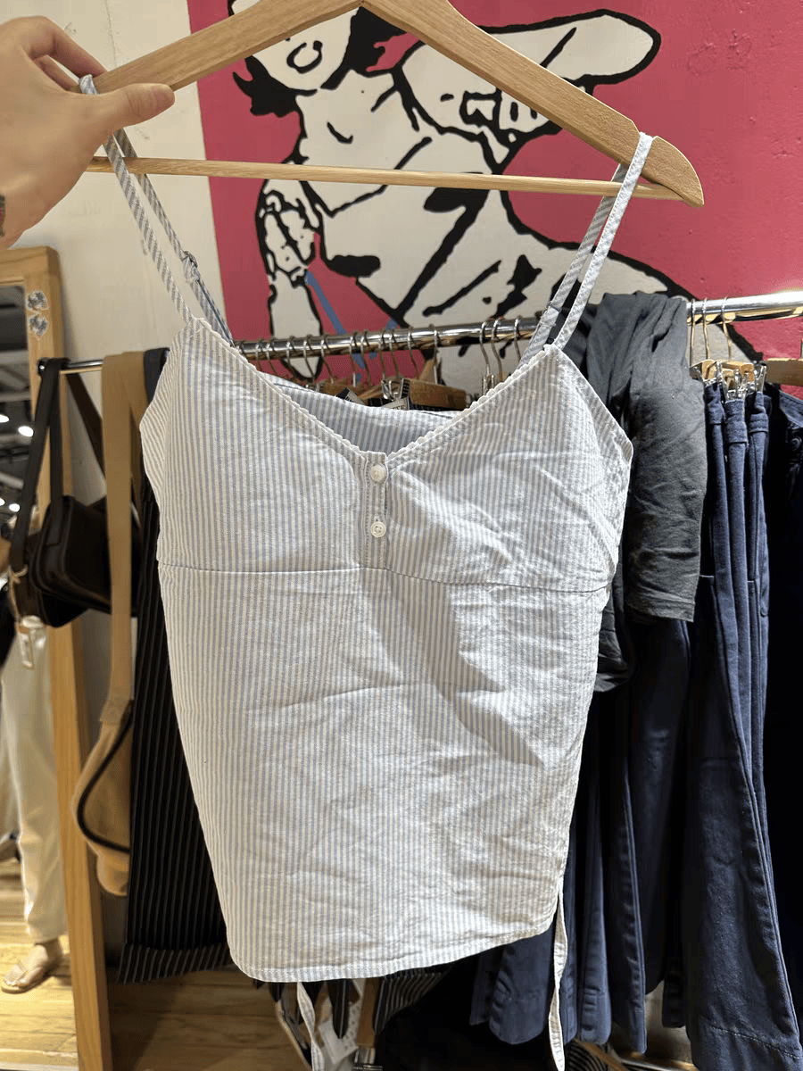 BM条纹花边纯欲风吊带