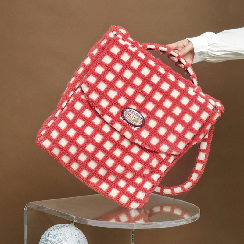 印树inso单肩包格子大包甜美绒包