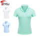 显瘦运动透气舒适百搭韩版 高尔夫女夏装 修身 T恤上衣 开领 翻领短袖