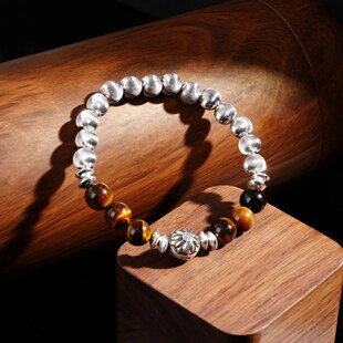 制道珠宝虎眼石猫眼爆闪952纯银手链男女弹力精致高级ZB0021