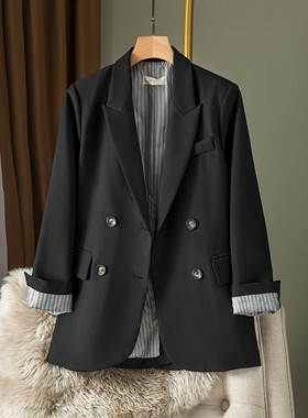 西装外套女2025春秋厚款高级设计感小众韩版时尚宽松休闲黑色西服