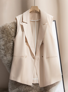 马甲夏季女2025新款天丝亚麻薄款外搭西装背心大码棉麻黑色马夹潮