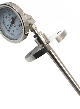 法兰式温度表 WSS-571 抽芯式双金属温度计 L=350mm 0-150℃ dn50