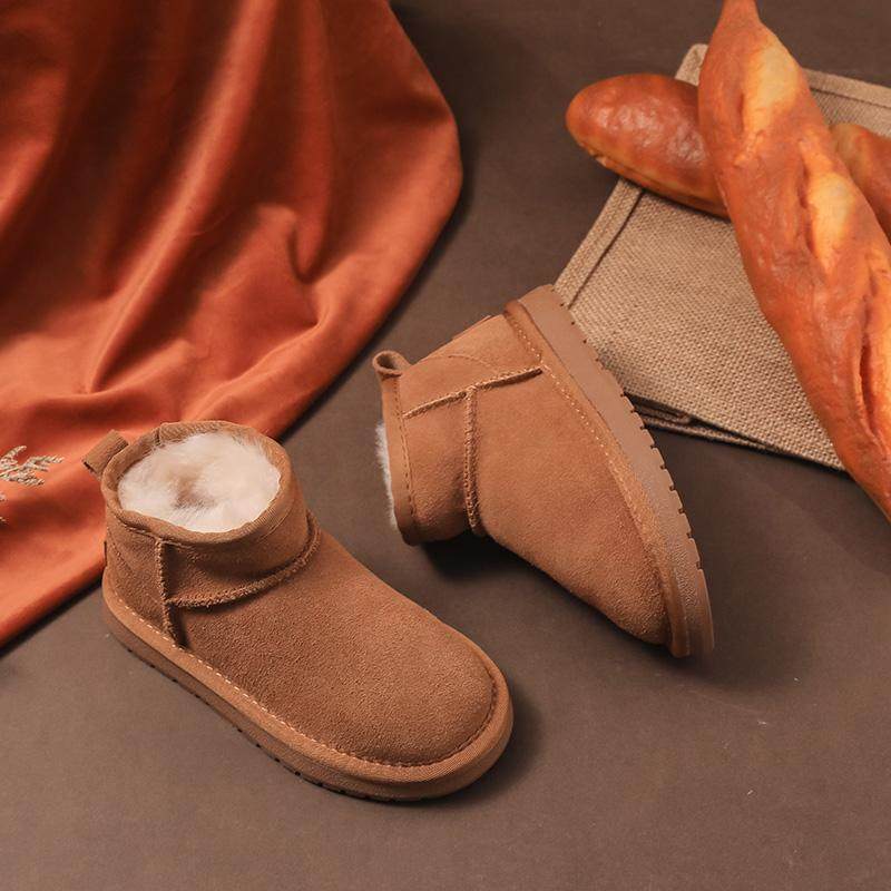 羊皮毛一体儿童雪地靴冬季加厚男童鞋子女童大棉鞋防水防滑短靴子