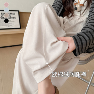 欧棉绒中线阔腿裤女2025年早秋新款高腰显瘦宽松慵懒风百搭休闲裤