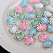 15个混色蛋白摩卡色水滴手缝钻帽子鞋 子包包等装 饰钻衣服补钻