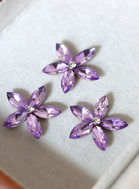 马眼紫色合金花玻璃彩色花朵饰品配件DIY鞋子帽子等装饰水钻配件