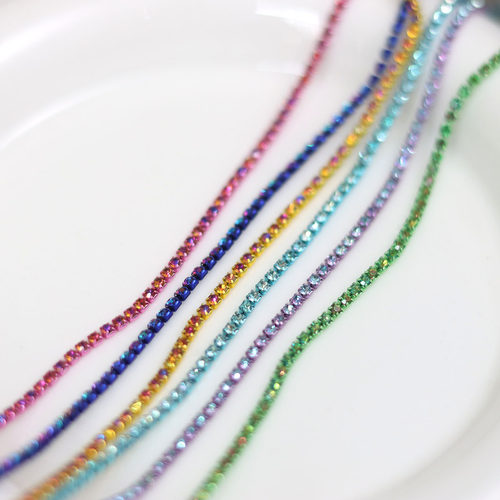 2mm炫彩AB玻璃水钻链条DIY饰品