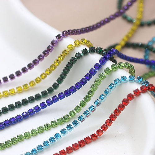 diy单排2mm玻璃钻链手机包包辅料