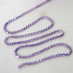 3mm浅紫水晶紫单排玻璃水钻链条DIY饰品表演服领口装 饰钻链