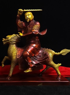 黄铜雷神铜像摆件九天应元雷神普化天尊神像供奉家居装饰铜工艺品
