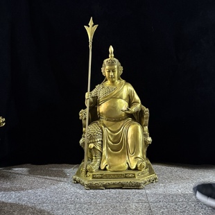 黄铜华光大帝神像摆件灵官马元帅三眼灵光天王马天君马王爷工艺品