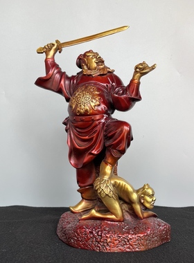 黄铜钟馗铜像摆件家用供奉天师钟馗判官钟馗神像工艺品摆设