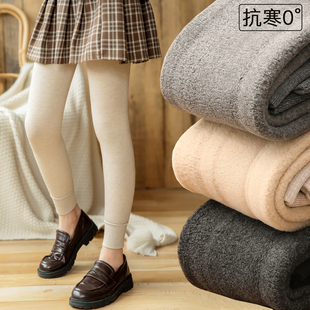 儿童裤袜秋冬季女童加绒裤黑色打底裤九分裤不连脚女宝外穿长裤子