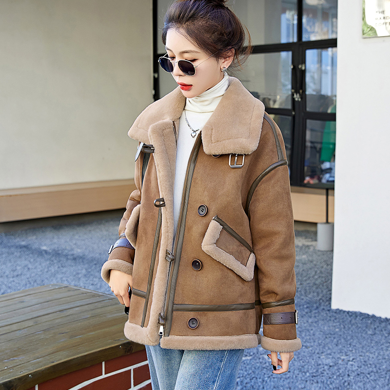 无休闲常规皮毛一体百搭毛外套