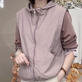 连帽马甲减龄洋气显瘦百搭背心潮 韩版 双层马夹女2025春秋季 新款