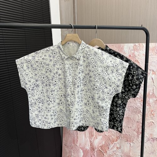 「木佐严选」印花休闲翻领舒适透气百搭衬衫女E7751
