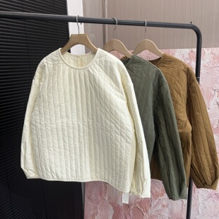 「木佐严选」秋冬夹棉圆领长袖套头棉衣女E7936