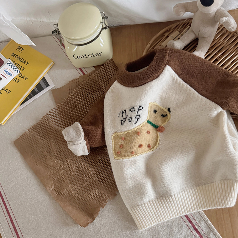 儿童毛衣男女童加厚休闲针织衫2025冬新款宝宝卡通套头打底衫保暖