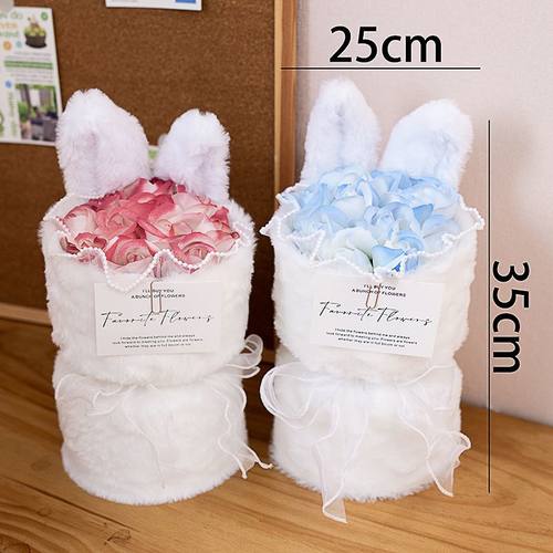 兔耳朵香皂玫瑰花束送女友闺蜜女朋友生日礼物女生2.14情人节礼物