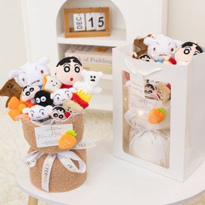 毕业礼物博士帽蜡笔小新花束小新玩偶公仔花束成人礼毕业季中高考