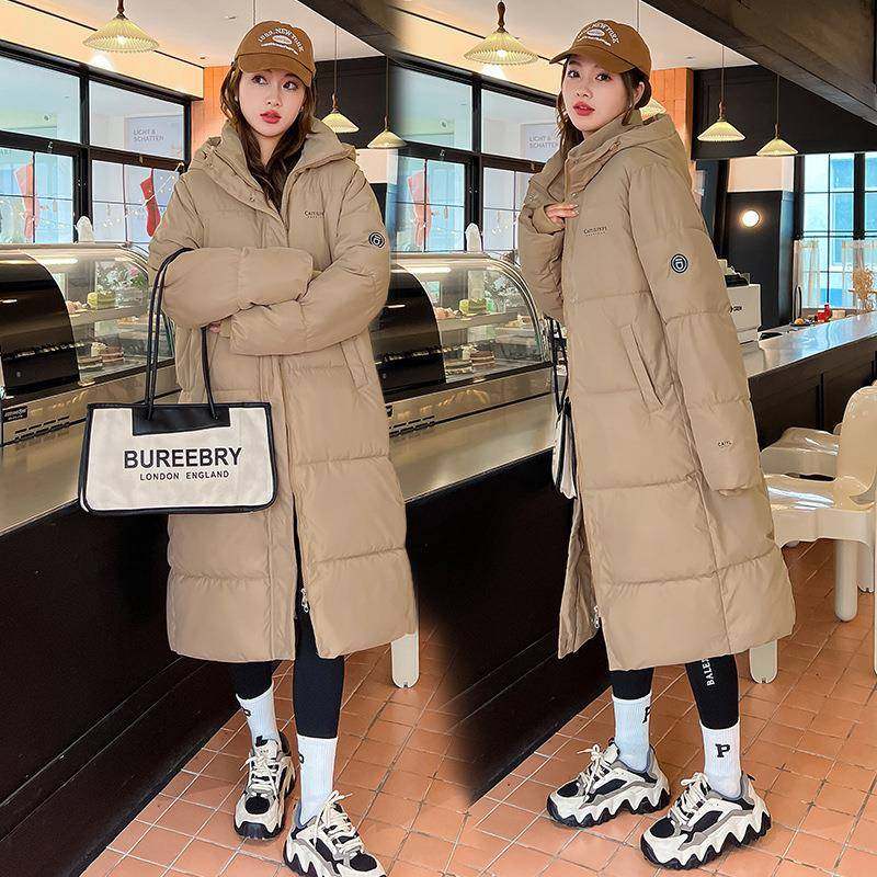 棉服女冬中长款过膝2024新款韩版学生棉袄宽松连帽厚棉衣外套