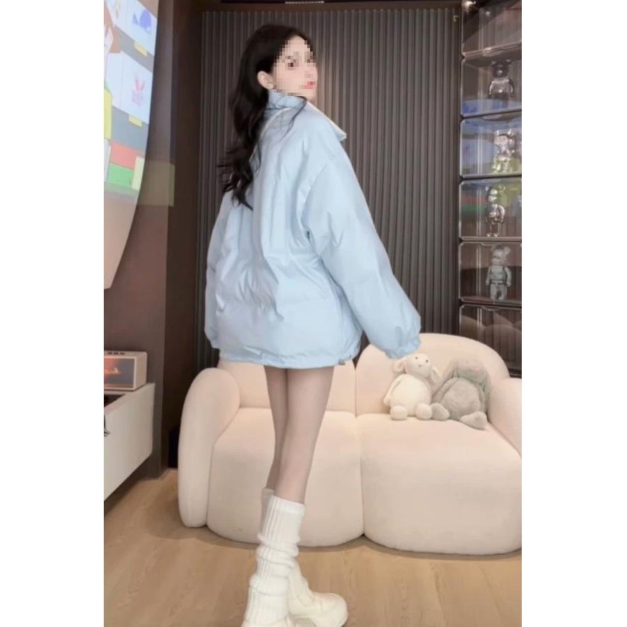 欧货时尚两面穿棉服女冬季百搭宽松小个子小众加厚棉衣外套潮