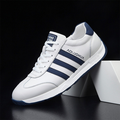 真皮阿甘鞋男款春季百搭休闲运动男士透气软底跑步经典小白鞋板鞋