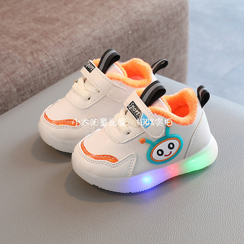 亮灯运动鞋薄绒二棉软底学步鞋