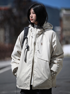 你初恋老王冬季冲锋衣羽绒服男日系简约户外90白鸭绒连帽保暖外套