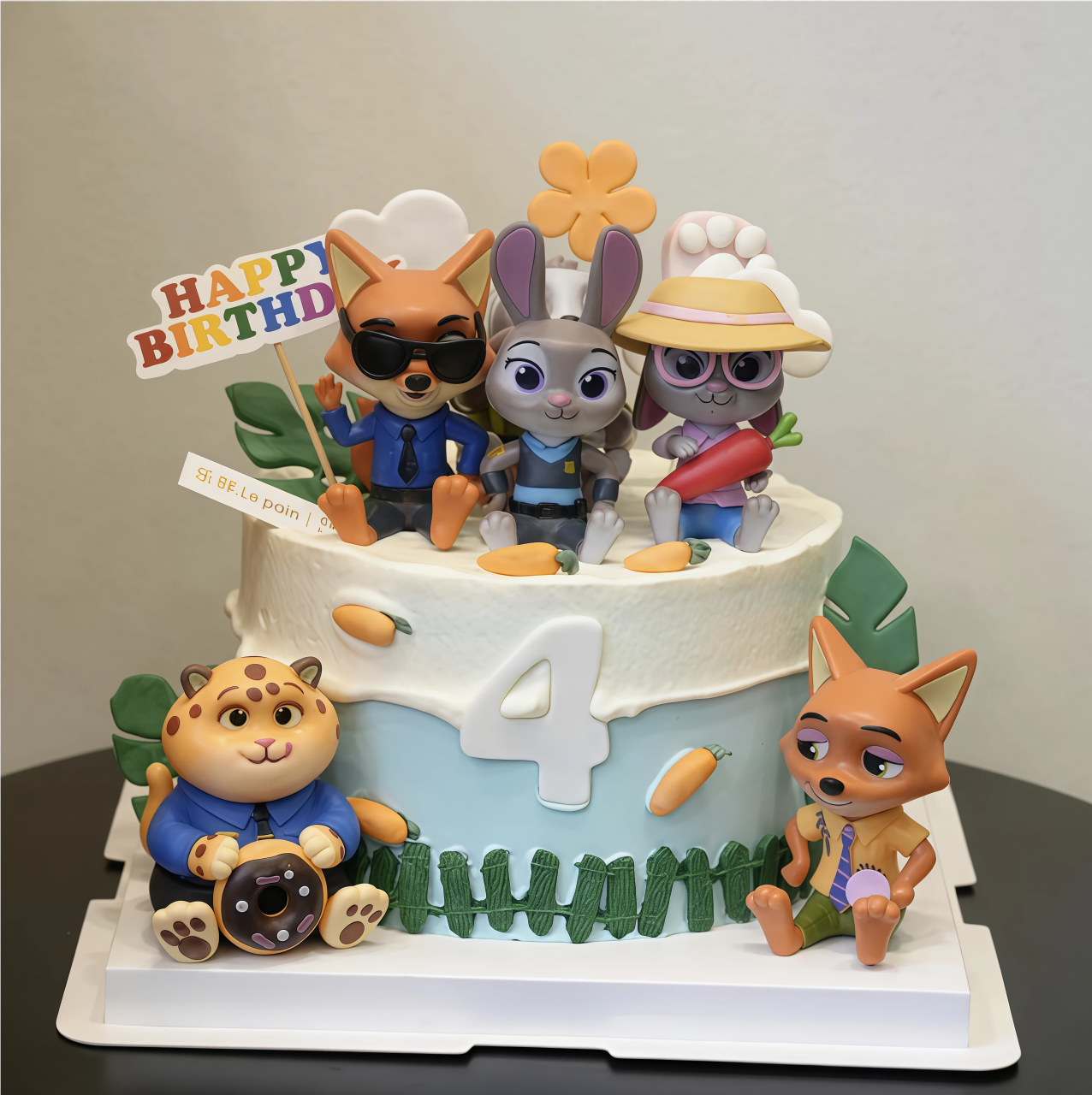 zootopia疯狂动物城玩偶生日蛋糕装饰兔子朱迪狐尼克手办公仔摆件