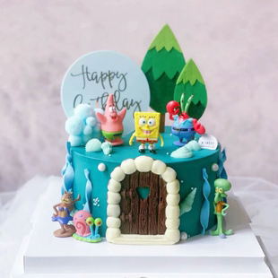 卡通生日蛋糕装 宝宝实心人偶 饰摆件海绵世界儿童生日蛋糕摆件6款