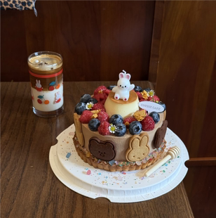 网红米菲兔饼干蛋糕装饰摆件莓果布丁米菲蛋糕木质蜂蜜棒烘焙插件