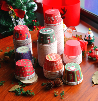 圣诞节卷边纸杯蛋糕耐高温卷边