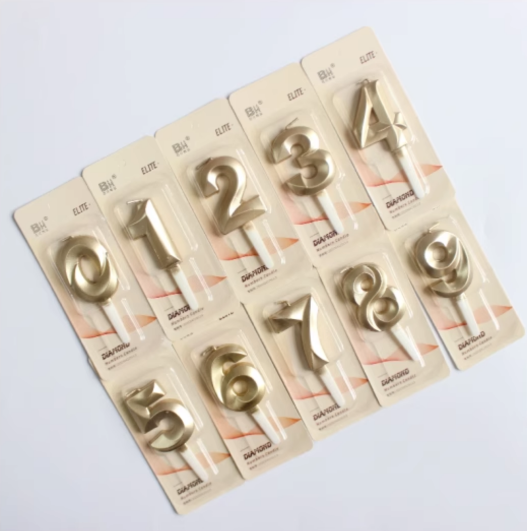 生日蜡烛 钻石金色数字蜡烛0-9 happy birthday字母蜡烛 派对装饰