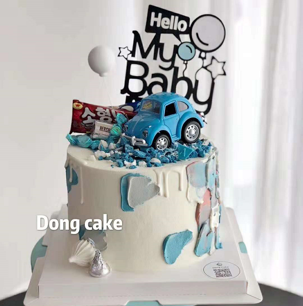 蛋糕装饰摆件儿童卡通小汽车蛋糕摆件粉色蓝色甲壳虫汽车模型摆件