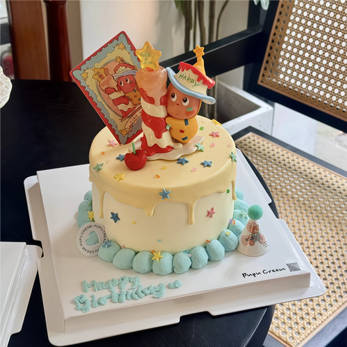 网红可爱苹果蜡烛星星人蛋糕装饰摆件小孩儿童生日派对甜品台插件