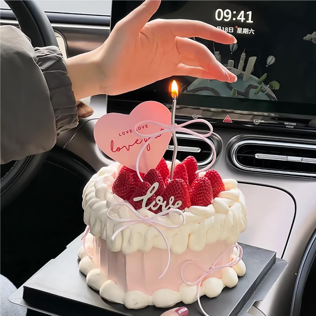 2.14情人节心形蛋糕装饰love you情侣表白爱心卡片木质love插件